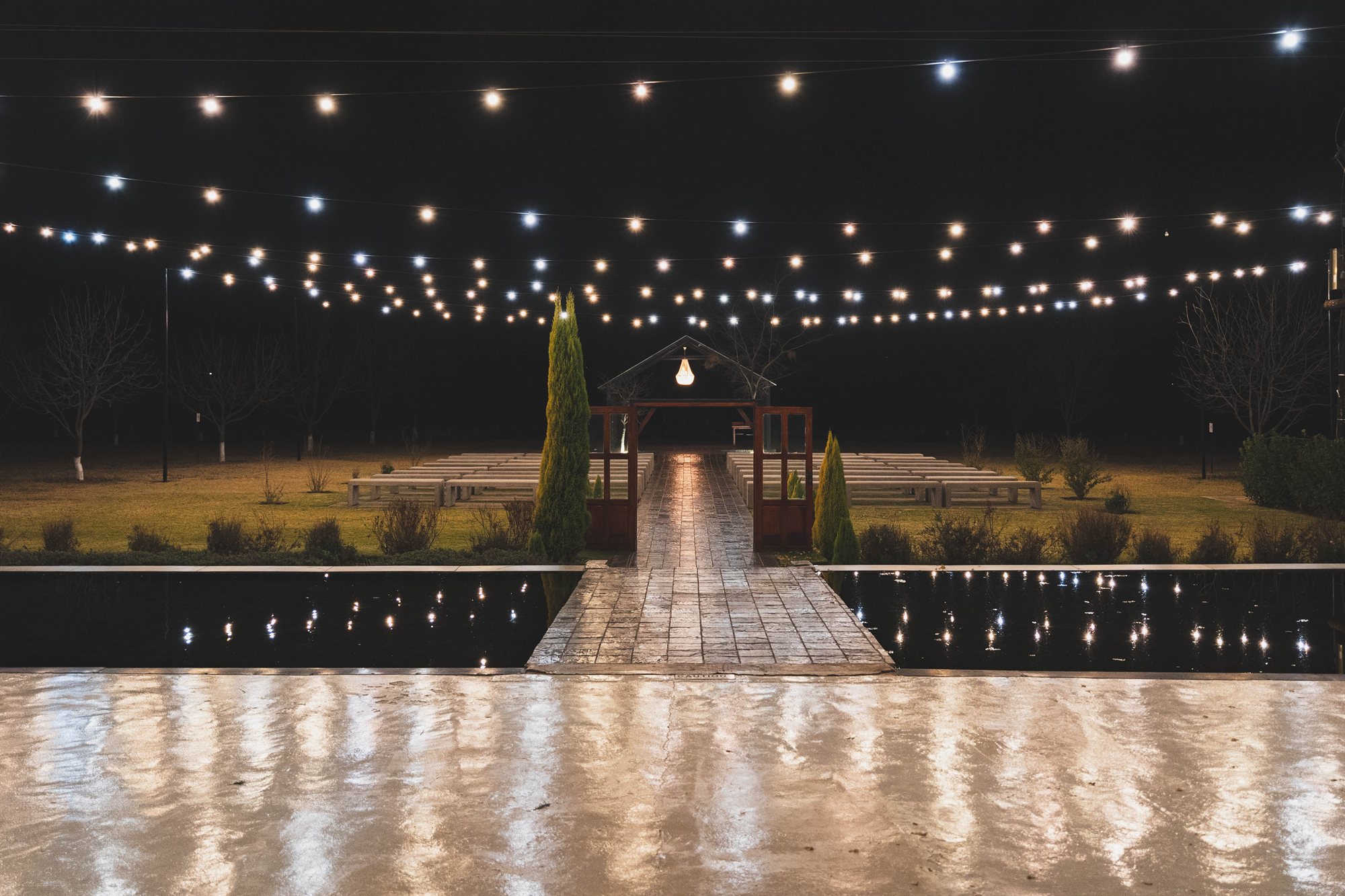 Wedding venue at night